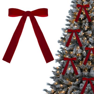 12Pcs Christmas Velvet Bows Red Ribbon Velvet Bows with Gold Twist Ties