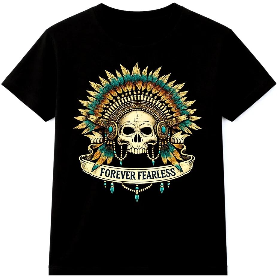 Skull Forever Fearless T Shirt Vintage Biker Motorcycle Rider Graphic Tee S