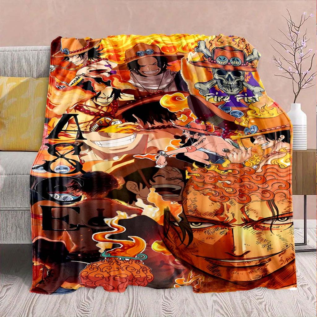 One Piece Anime Flannel Blanket - Soft Warm Perfect for Sofa, Bedding Camping Travel Office Home Decor -QJY