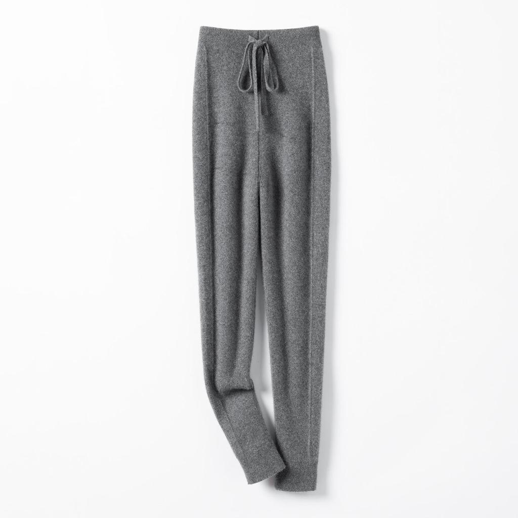 High-Waisted Cashmere Knit Leggings: Soft, Ribbed, Tummy Control, Warm, Slimming, for Autumn and Winter