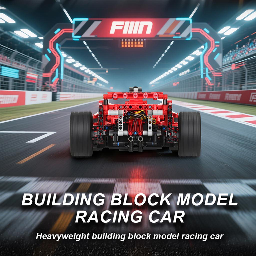 Non-Toxic Technical Red Racing Car Building Block Model Expert Speed Sports Vehicle Assembly Bricks Toys Kids Birthday Gifts