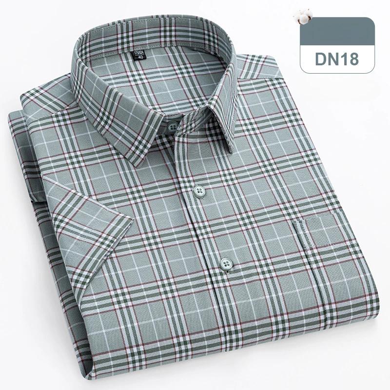 New in shirts oversize 14xl 100%cotton hight qulity summer short sleeve shirts for men slim fit formal plain shirt plaid clothes