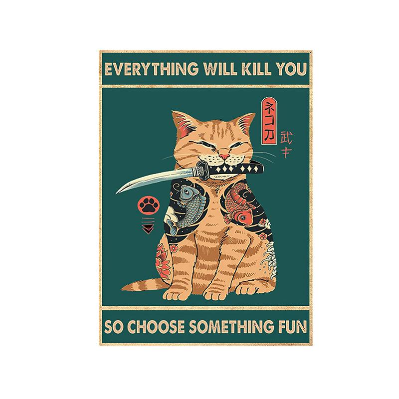 Funny Animal Wall Art Canvas Painting Fancy Sweet Cat Canvas Art Poster and Prints for Bathroom Living Room Home Decor Pictures