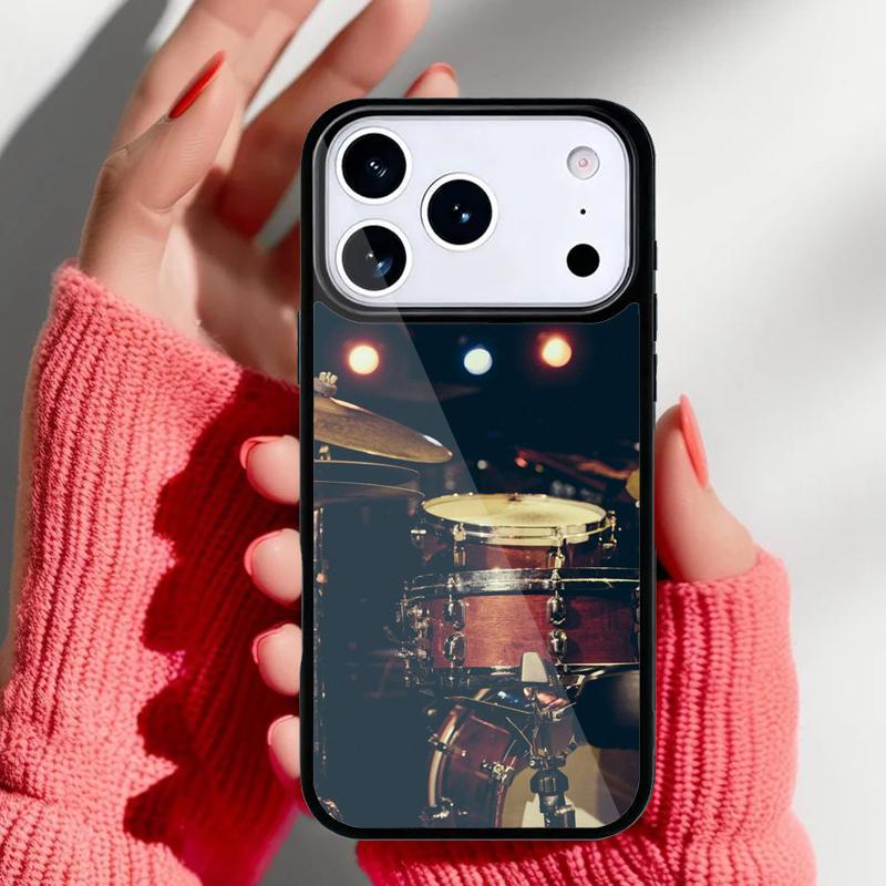 Musical Instrument Drum soft Phone Case for iPhone 17 Air 16e 15 14 13 Pro Max Back Cover for 12 11 Pro Coque