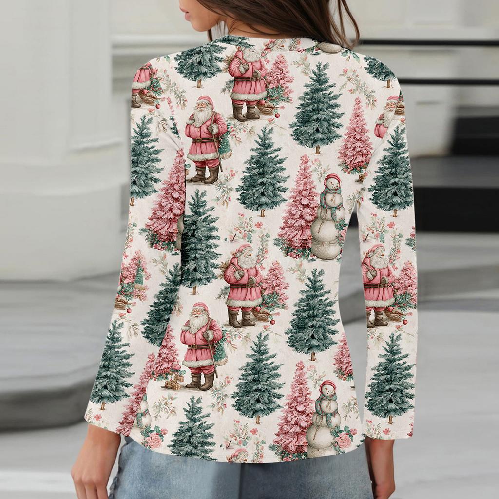 Long Sleeve Shirts For Women Cute Print Graphic Tees Blouses Casual Plus Size Basic Tops Pullover