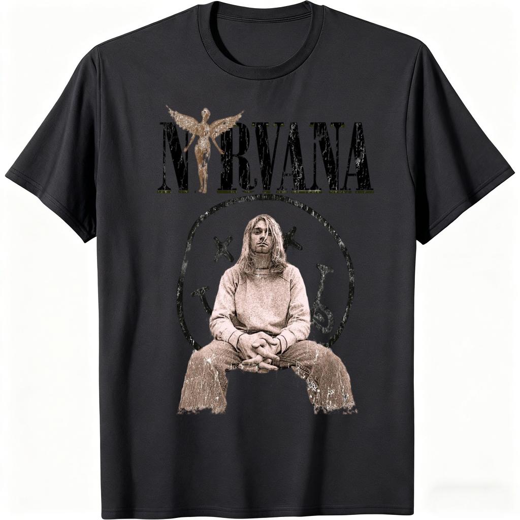 New Nirvana rock band mens 100cotton Tshirt hiphop style Mens and Womens oversized Y2K Tee Casual Loose Outdoor Street