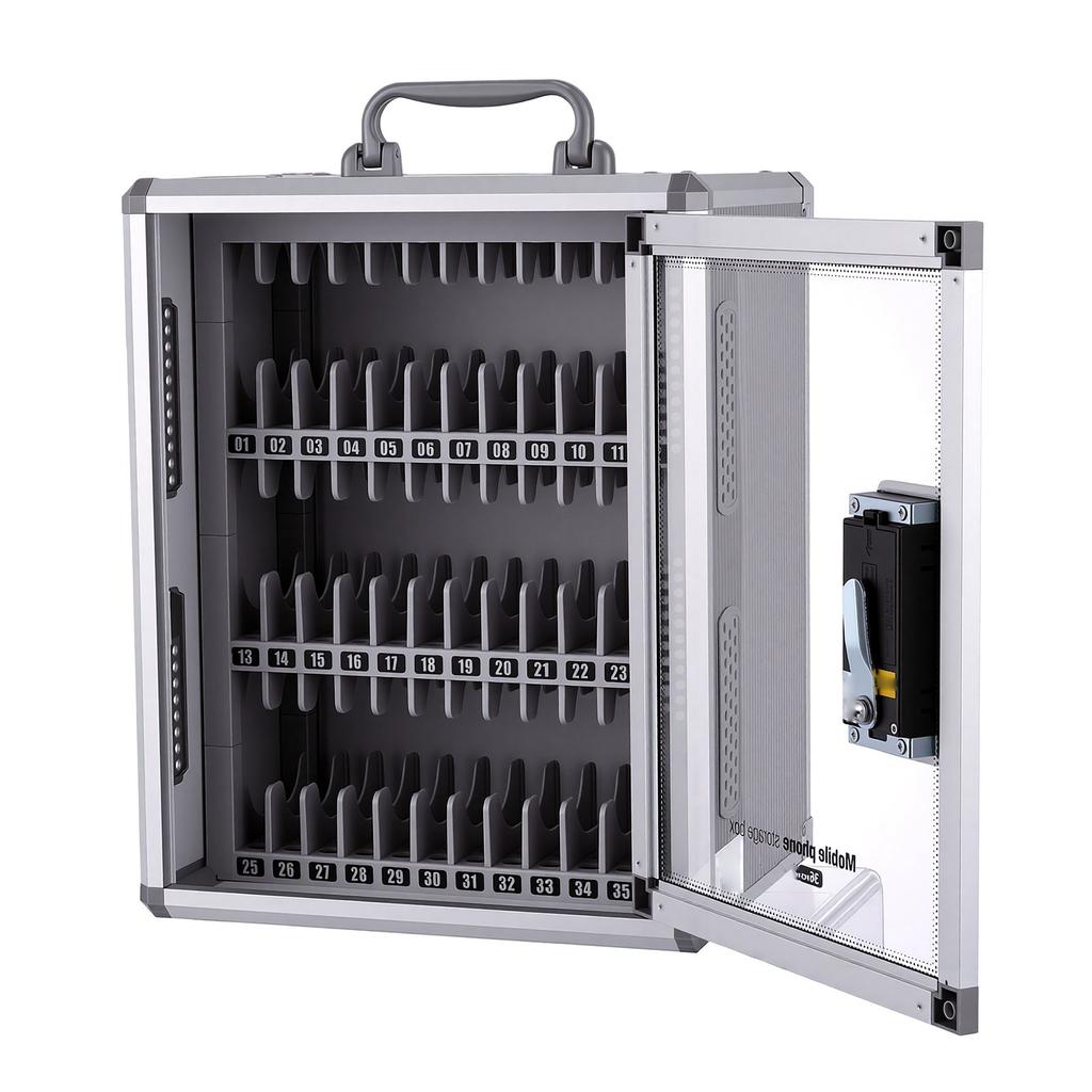 36 Compartments Phone Lock Box Portable Wall Mountable Storage Electronic Password Phone Box for Office School