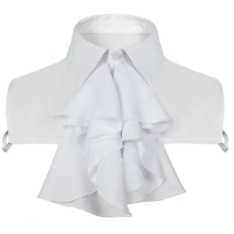 Perfect Match Women Men Detachable Ruffled Lace Jabot Vintage Victorian Fake Collar Exotic Cosplay False Neck Choker Clubwear Steampunk Collar