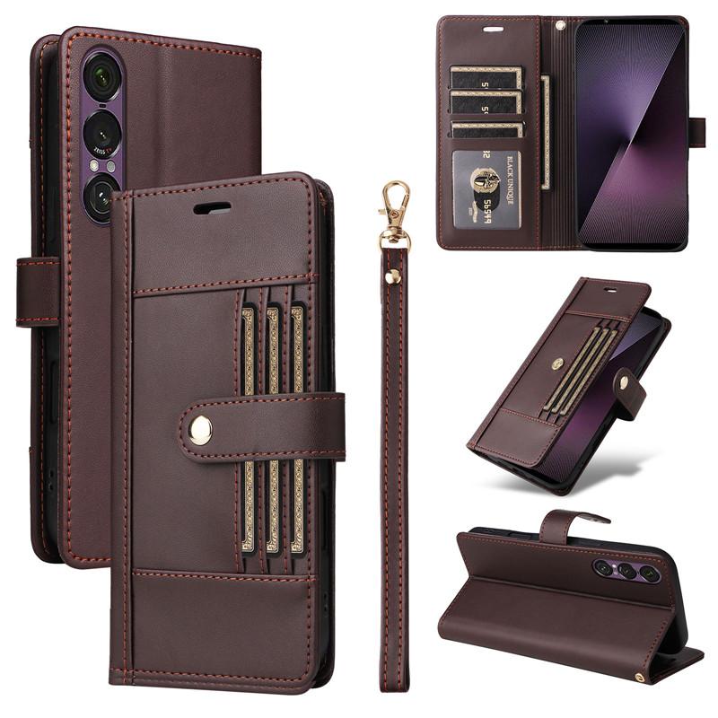 

Clamshell Leather Wallet Case For SONY Xperia 1 VII 10 VI 5 IV III V Flip Cover Phone Cases all-inclusive Outside 6 Card slot PU Leather&Sony Xperia 1 VII кавовий