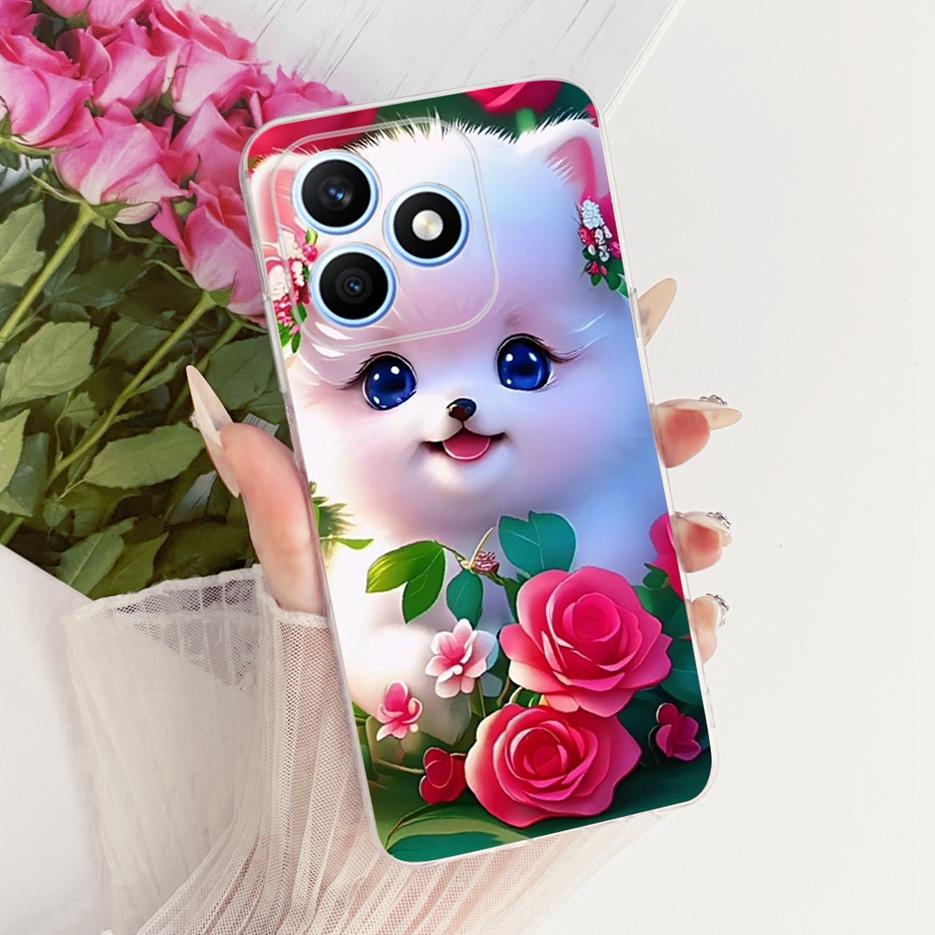 For Honor X8d 4G Case Cute Love Heart Painted Cover Soft Silicone Slim Phone Case For Honor X8d X 8d HonorX8d 4G Back Cover Bags