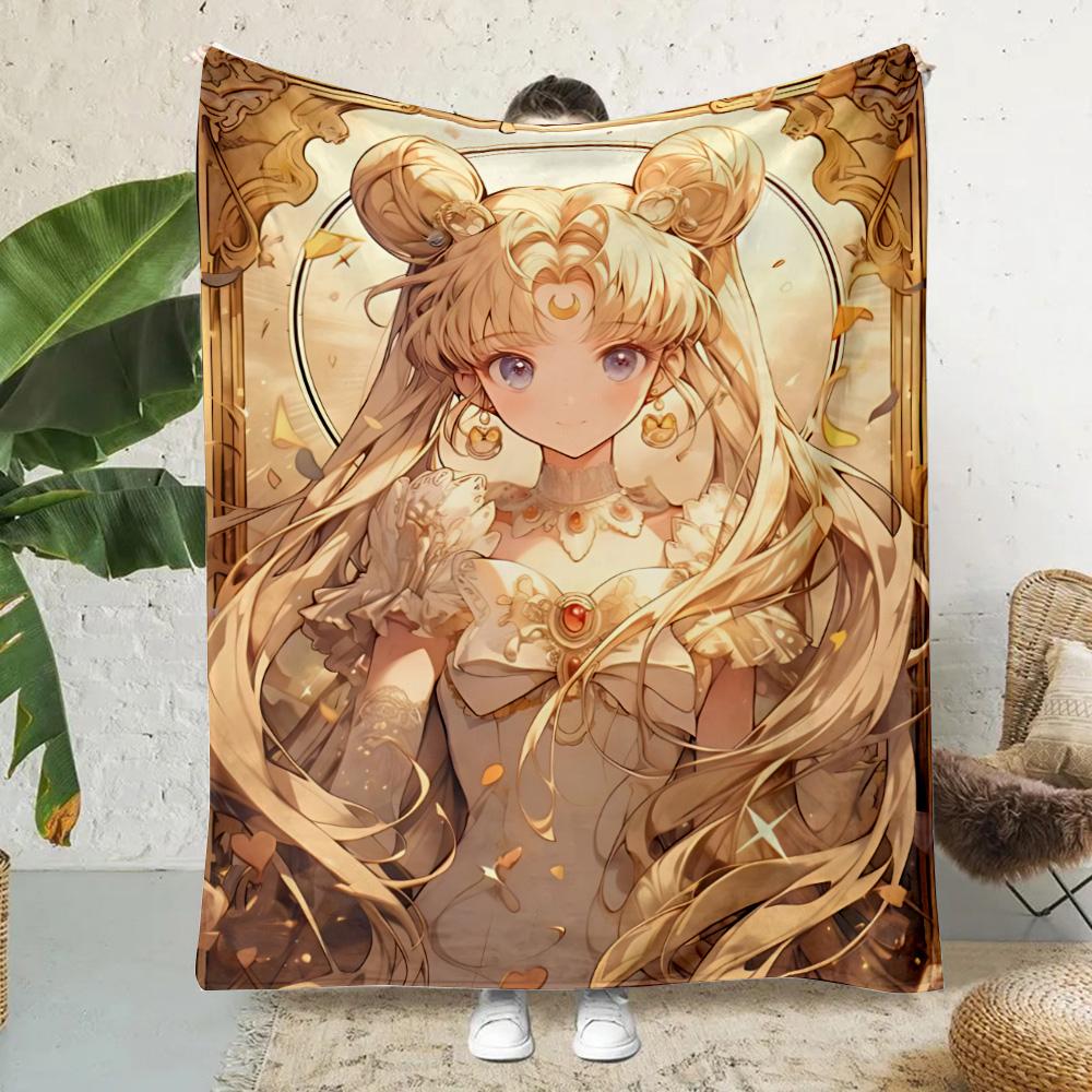Anime Cartoon S-Sailor Moon Printed Blanket Picnic Blankets Warm Blanket Soft and Comfortable Blanket Home Travel Birthday Gift