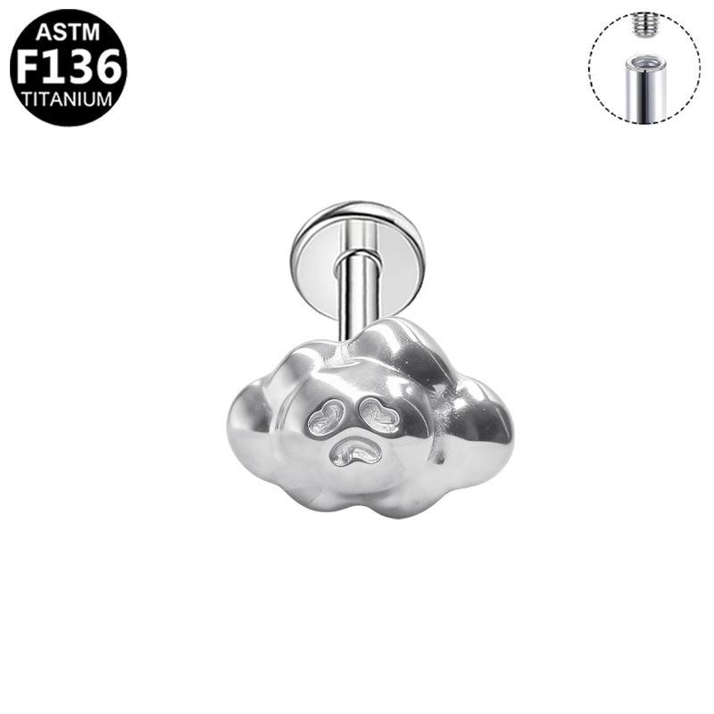 Titanium Dolphin Ear Stud - G23 Titanium Alloy, Medical Grade, Internal Thread