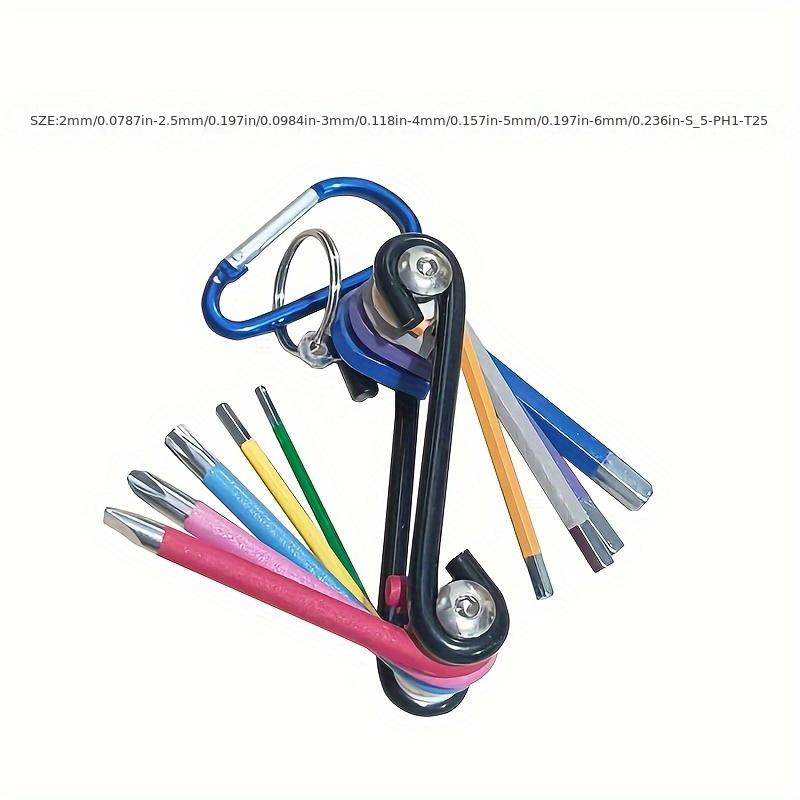 Set of Colorful Hex Keys, 6-Sided Torque Wrenches, Ball-End Combination, 90° Bend Refuse Rebound, Steel Body, for Automotive Diagnosis Tools