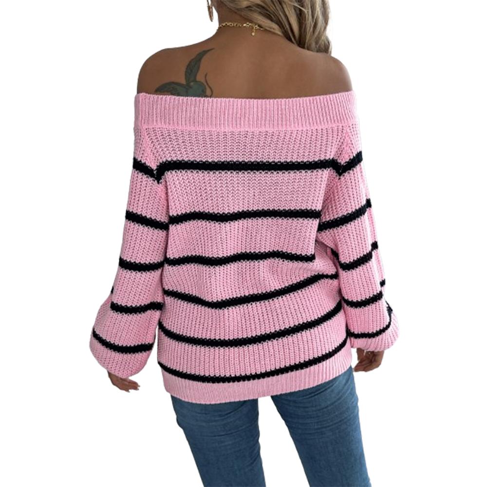 Dámský pletený svetr Lucerna s rukávem Pruhované svetry Teplé pletené topy