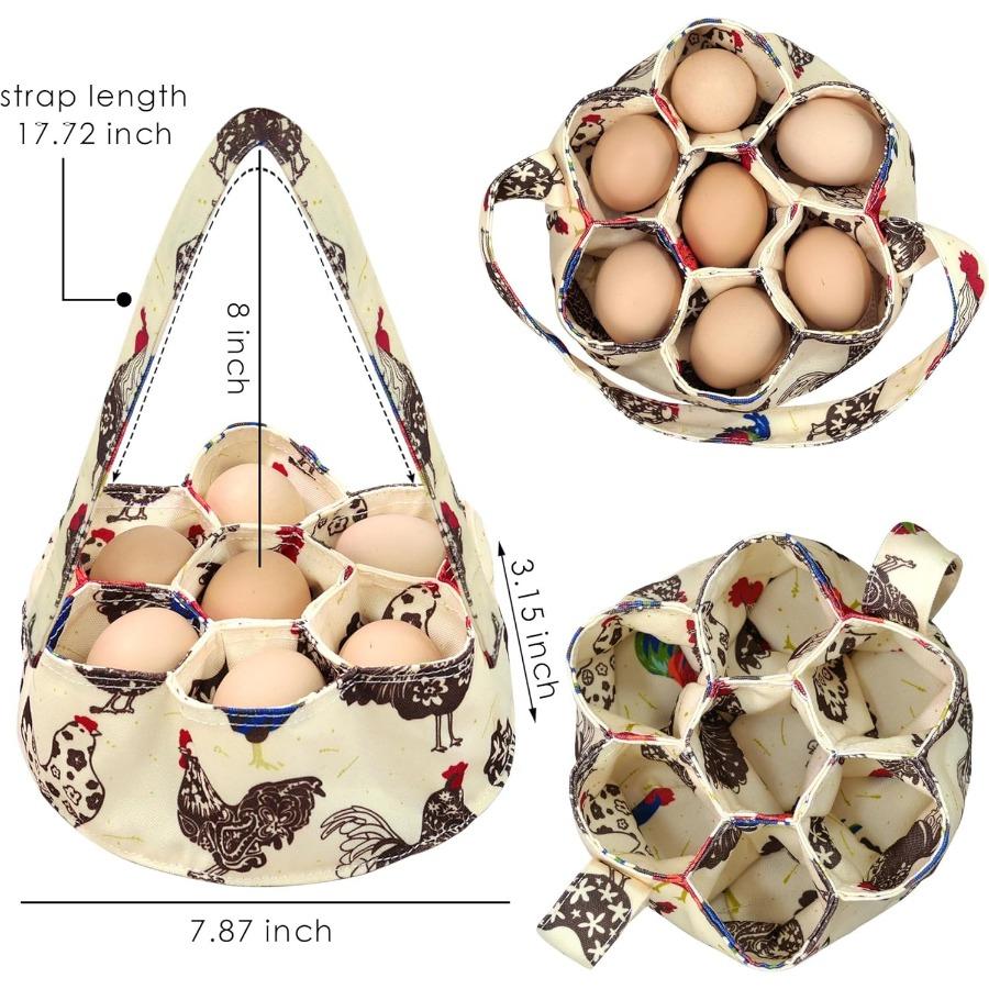 Egg Collecting Basket 7 Pouches Eggs Gathering Holder Bags for Chicken Coop Henhouse Farmhouse Garden Hen Duck Goose Eggs