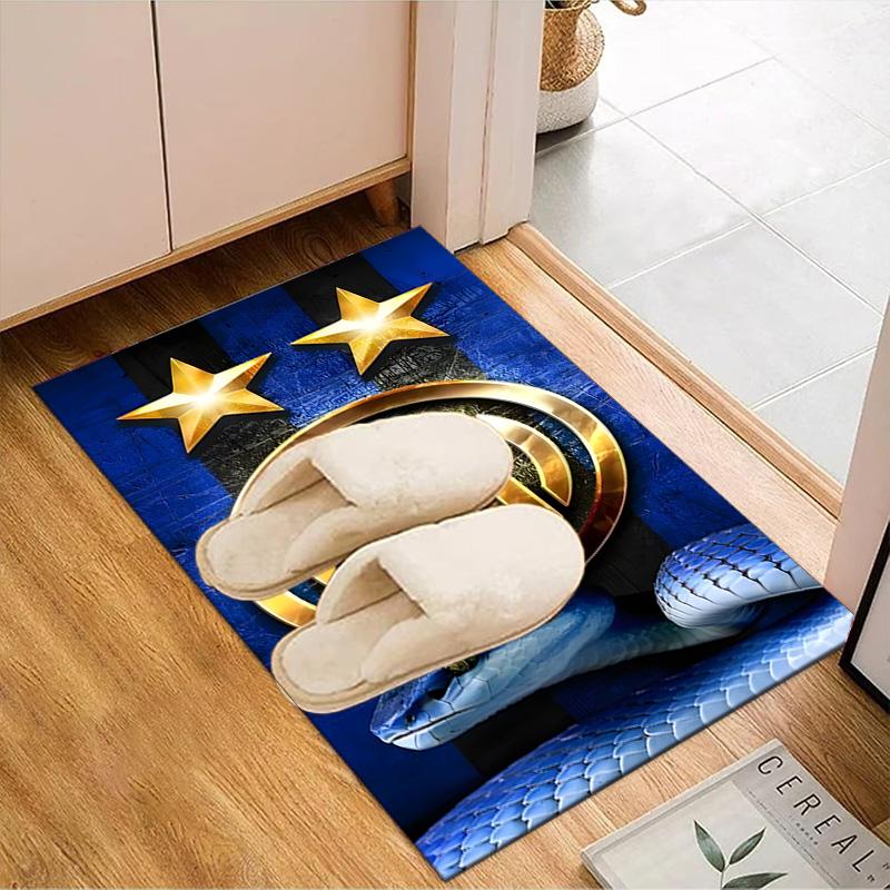 Inter FC Crest Printed Office Carpet Chair Cushion  Entryway Rug, Rugs for Living Room, Bedroom Christmas gifts