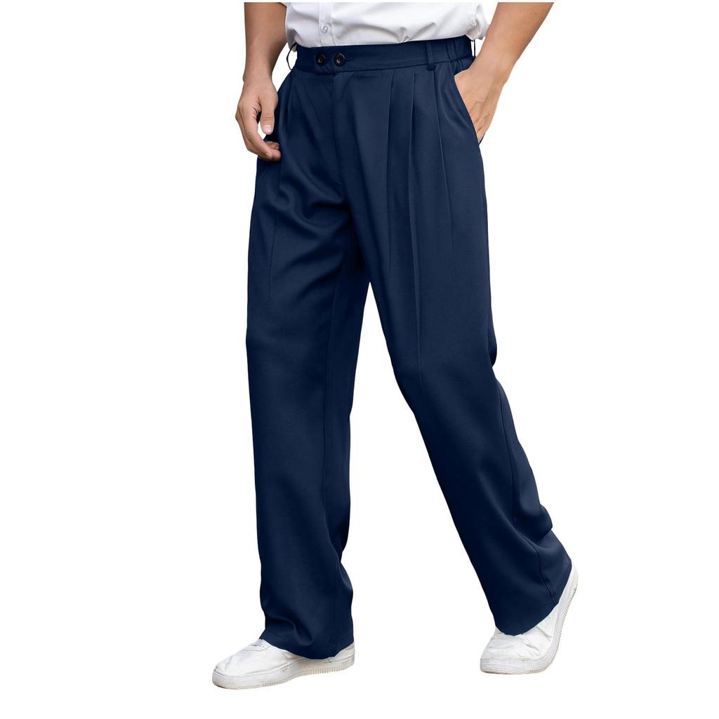 Men's Drapey Smart Casual Pants, Loose Fit Work Trousers