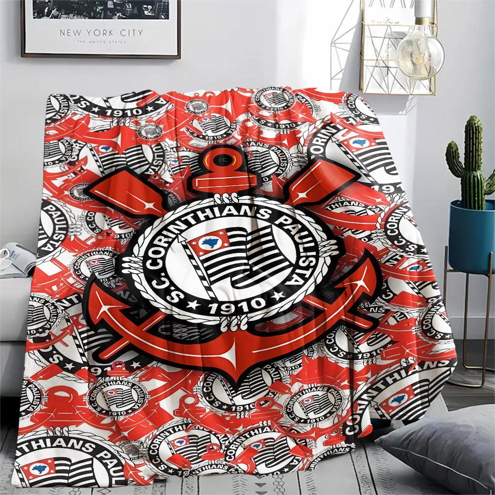 1 pièce Couverture en Flanelle Imprimée SC Corinthians Paulista Haute Qualité Chaude Confortable Couverture pour Toutes les Saisons Parfaite pour les Cadeaux Décoration de la Maison