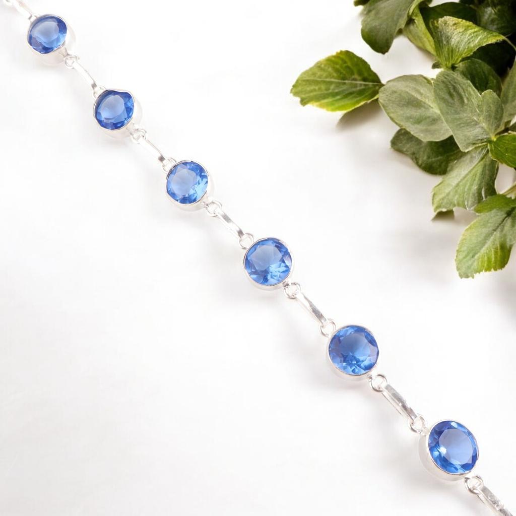 Tanzanite Gemstone 925 Sterling Silver Jewelry Handcrafted Bracelet  For Women RB-14-6