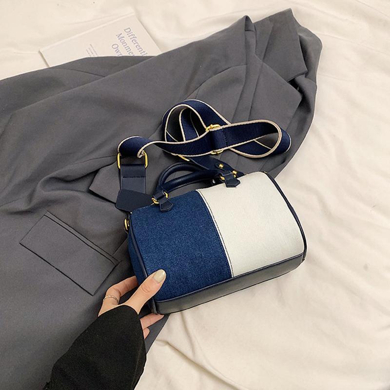 Patchwork Colorblock Small Handbags For Women Denim Shoulder CrossBody Bags Casual Street Boston Designer Purses CLE