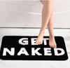 Black White Get Naked Bath Mat Cute Gift Bathroom Rugs Non-Slip Funny Bath Mat Machine Washable lrregular Shaped Shower Rug