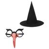 Women Witch Costume Witch Hat Eyeglasses with Nose Adult Halloween Witch Costume for Women Halloween Masquerade Cosplay