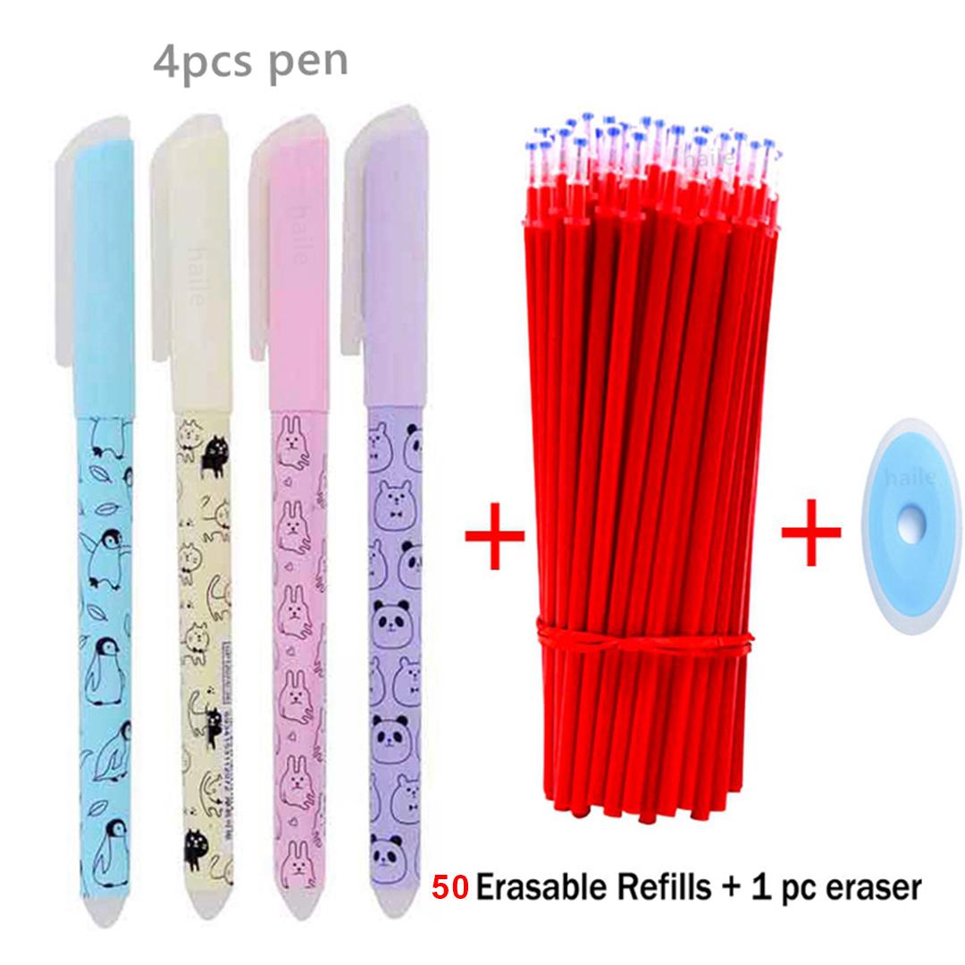 

55 шт./компл. Kawaii стираемая гелевая ручка, шариковые ручки, 0,5 мм, стержень, моющаяся ручка, канцелярские принадлежности, школьные письменные принадлежности 55pcs red