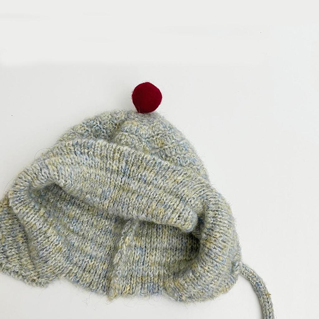 Niedliche Kleine Kugel Baby Ohrenschutz Mütze Winter Gestrickt Kleinkind Mädchen Junge Schnürkappe Outdoor Winddicht Warm Kinder Ohrenschützer Mütze