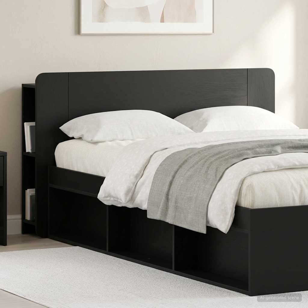 Headboard Cabinet Black 135 x 18.5 x 80 cm Particleboard