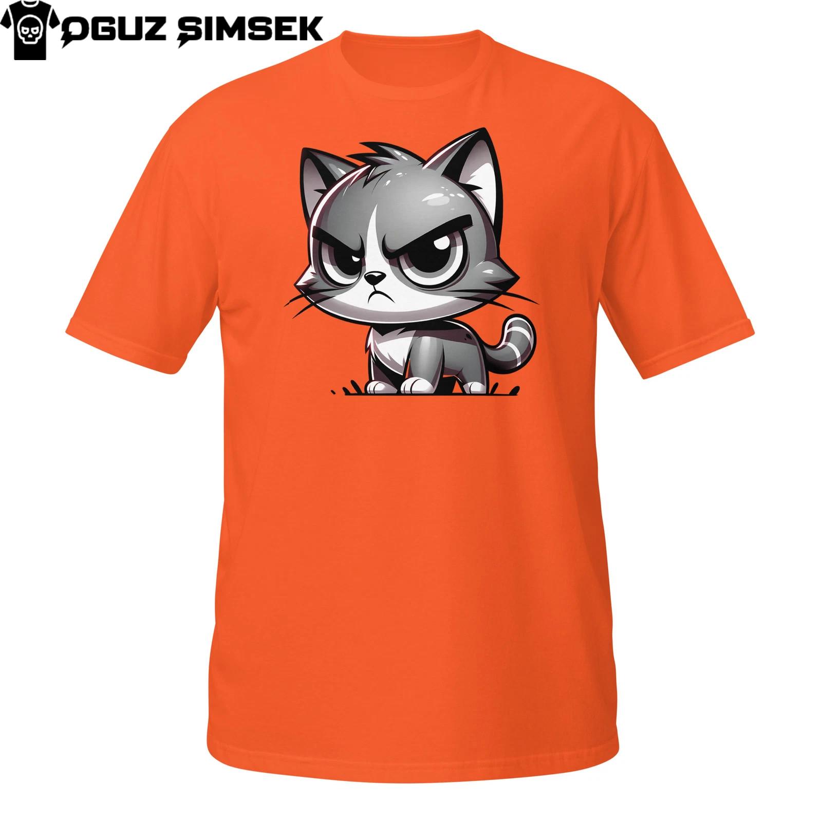 Grumpy Grey CaT Shirt Mens Womens Tees Top – Moody Cartoon Kitten Face Unisex T-Shirt Mens Womens Tees Top Tee S