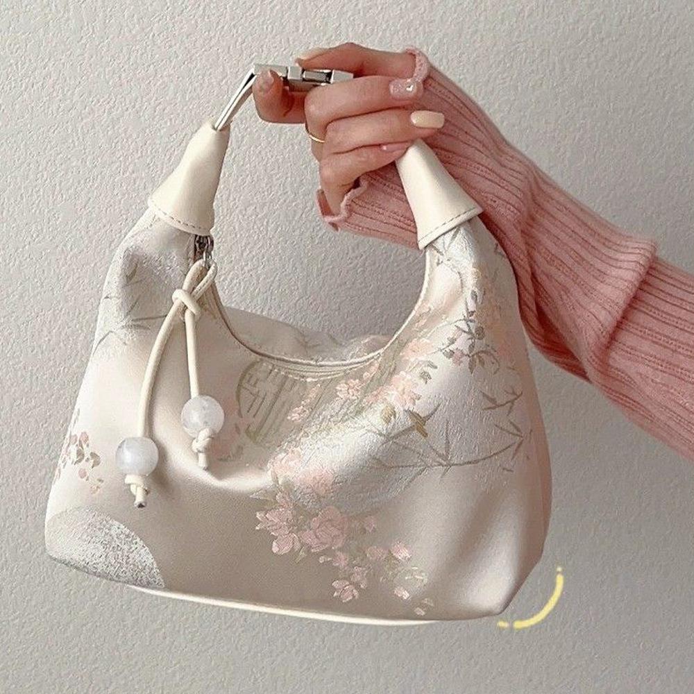 Trend Tote Bag Casual Embroidered Chinese Style Handbag Purses Hanfu Embroidery Handbag Zipper Crossbody Bag Cheongsam Bag Party