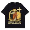 Jezus Wychodzący z Mojej Jaskini Zabawne Koszulki Meme Mężczyźni Kobiety Vintage T-shirt Krótki Rękaw Bawełna Codzienny Luźny Harajuku Koszulki