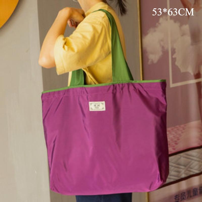 

Однотонная складная хозяйственная сумка, водонепроницаемая, портативная, для супермаркета, продуктовая, большой вместимости, на шнурке