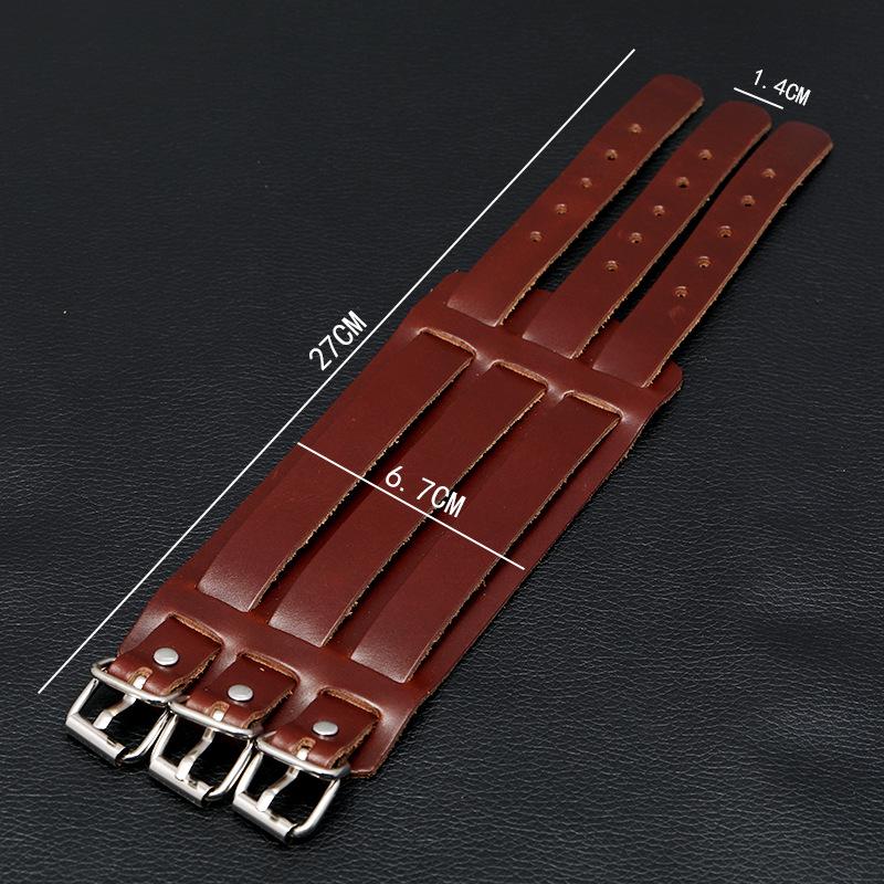 Pulsera de Cuero de Vaca Estilo Punk Retro para Hombres Europeos y Americanos - Joyería de Moda Inspirada en Motocicletas