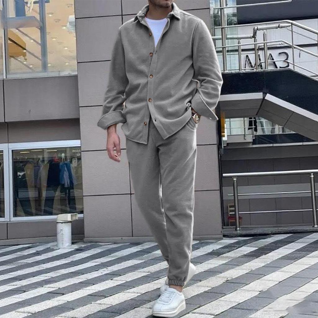 Fleece Pajama Set For Men 2 Piece Cozy Long Sleeve Shirt And Jogger Pants Winter Warm  Outfits Casual