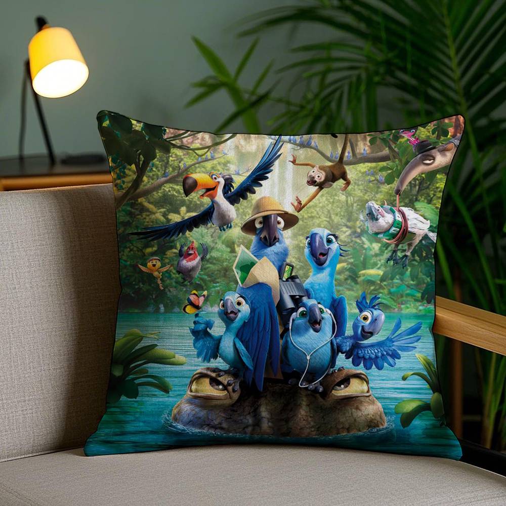 R-Rio A-Adventure Pillow Case Home Dorm Chair Back Short Plush Double-Sided Printing Office Nap Time Cushion Cover