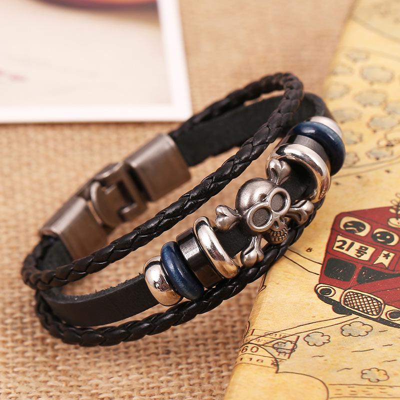 one piece anime 2D peripheral bracelet handmade retro cowhide accessories bracelet designed for men European plus American Xmas gifts