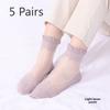 5 Pairs of Women's Spring Thin Mid Cylinder Cotton Sole Lace Lace Socks