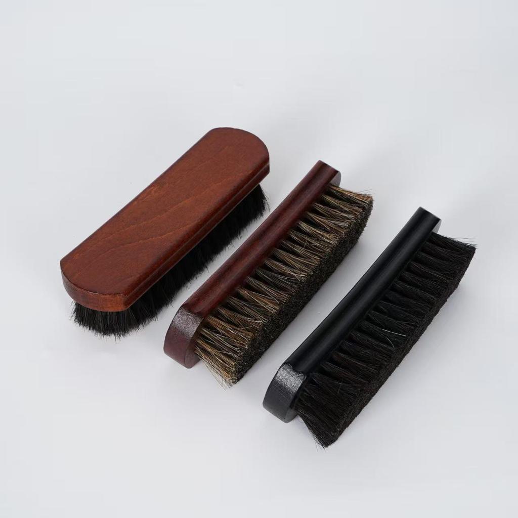 Beech Wood Horsehair Shoe Brush for Leather Care - Soft Bristles