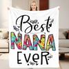 Best Nana Ever Floral Butterfly Flannel Blanket, Ultra-Soft Cozy Bedspread for Sofa Bed Office Christmas Gift