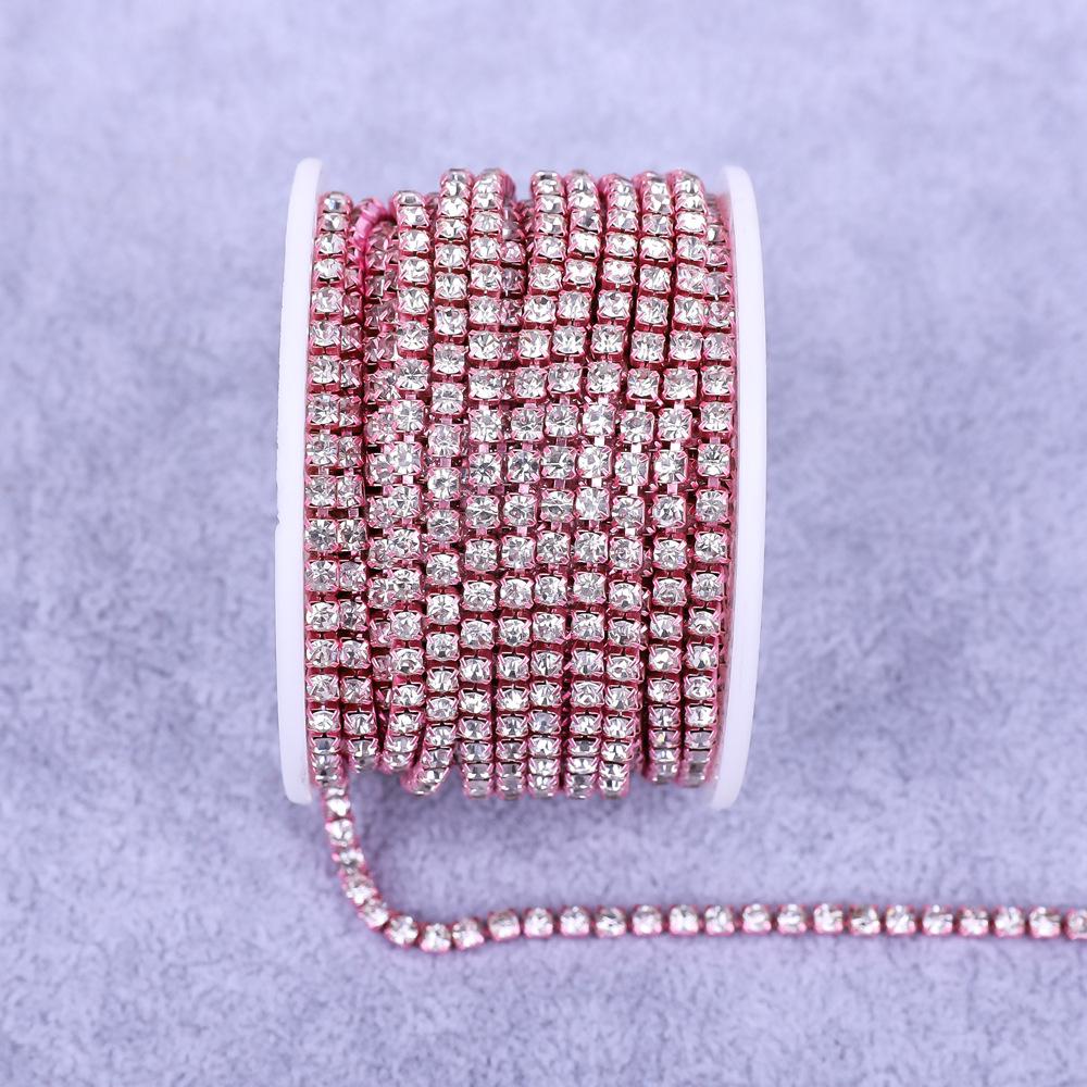 Electroplated Rhinestone Drill Chain: Single Row Metal Claw Chain for DIY Costume Accessories