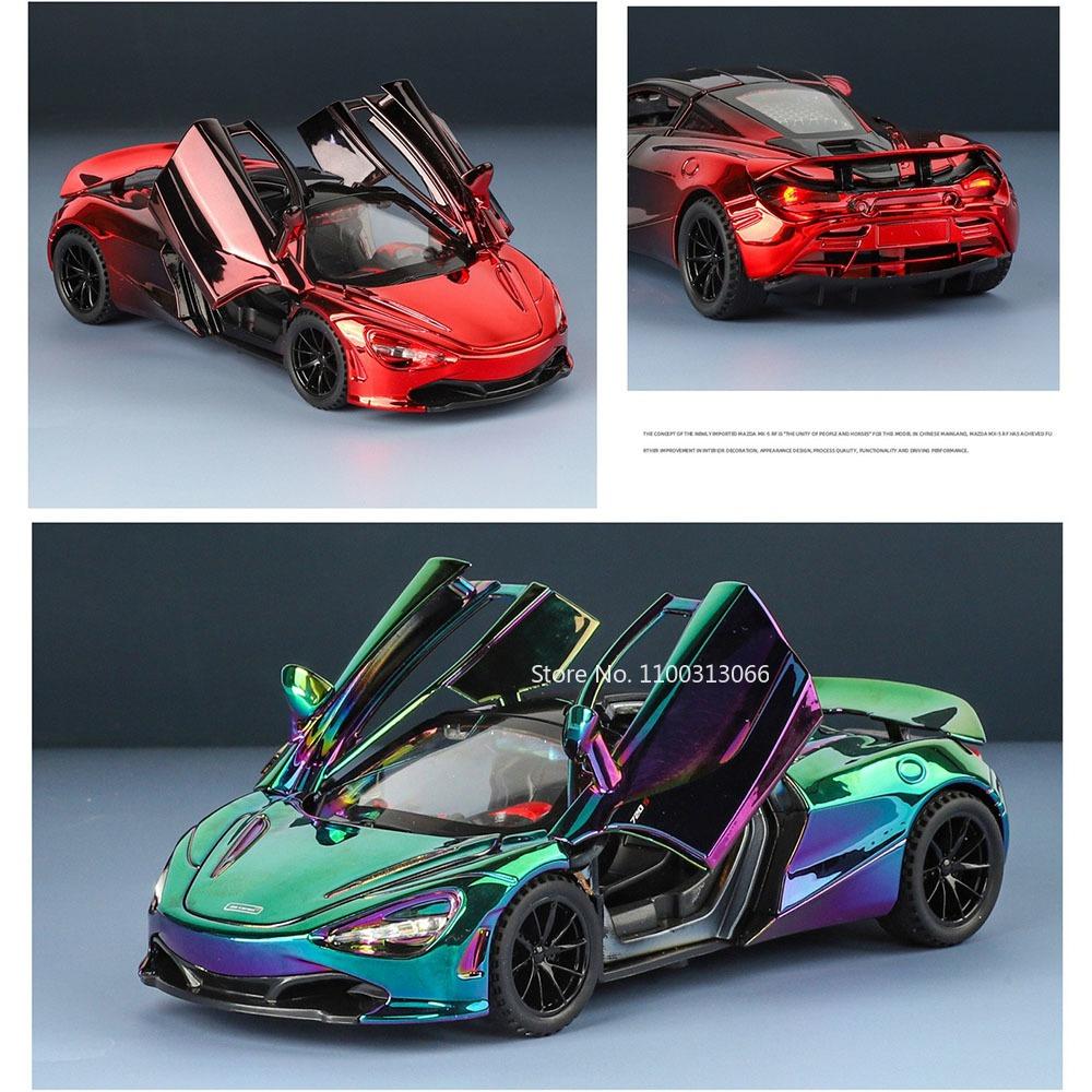 1:32 Alloy Diecast 720S Toys Cars Models with Light Music Miniature Sports Car Wheel Pull Back Vehicles for Child Festival Gifts