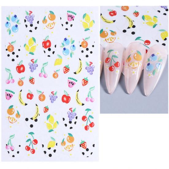 Frucht-Nagelkunst-Aufkleber Selbstklebend Zitrone Erdbeere Blaubeere Maniküre-Dekor Aufkleber Einfach anzuwenden Zuhause Salon DIY Nagelzubehör