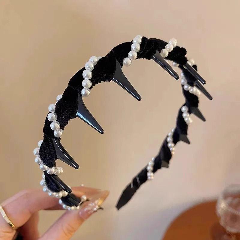 Elegant Temperament Rhinestone Mesh Headband for Woman Toothed Non-slip Hair Band Fashion Girl Face Washing Headband
