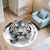 Black and White Ink Tiger  Round Area Rug,Carpet Rug for Living Room Bedroom Sofa Playroom Decor,Non-slip Floor Mat