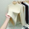 Half High Neck Pullover Knitted Sweater for Women Fashion Warm Plush Autumn Winter Thick Velvet Base Women Knitwears Tops Elegant Soft Sweaters 25207