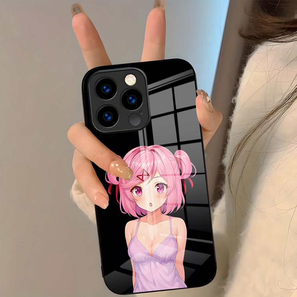 Cartoon Character Natsuki Phone Case For IPhone 17 Pro Max 16 15 14 Pro Max 13 11 Plus Glass Cover
