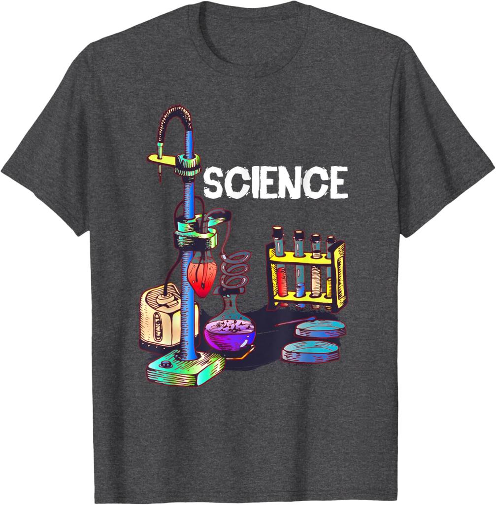 Science Laboratory Chemistry Glassware Graphic TShirt Casual Cotton Short Sleeve Tee for Science Lovers