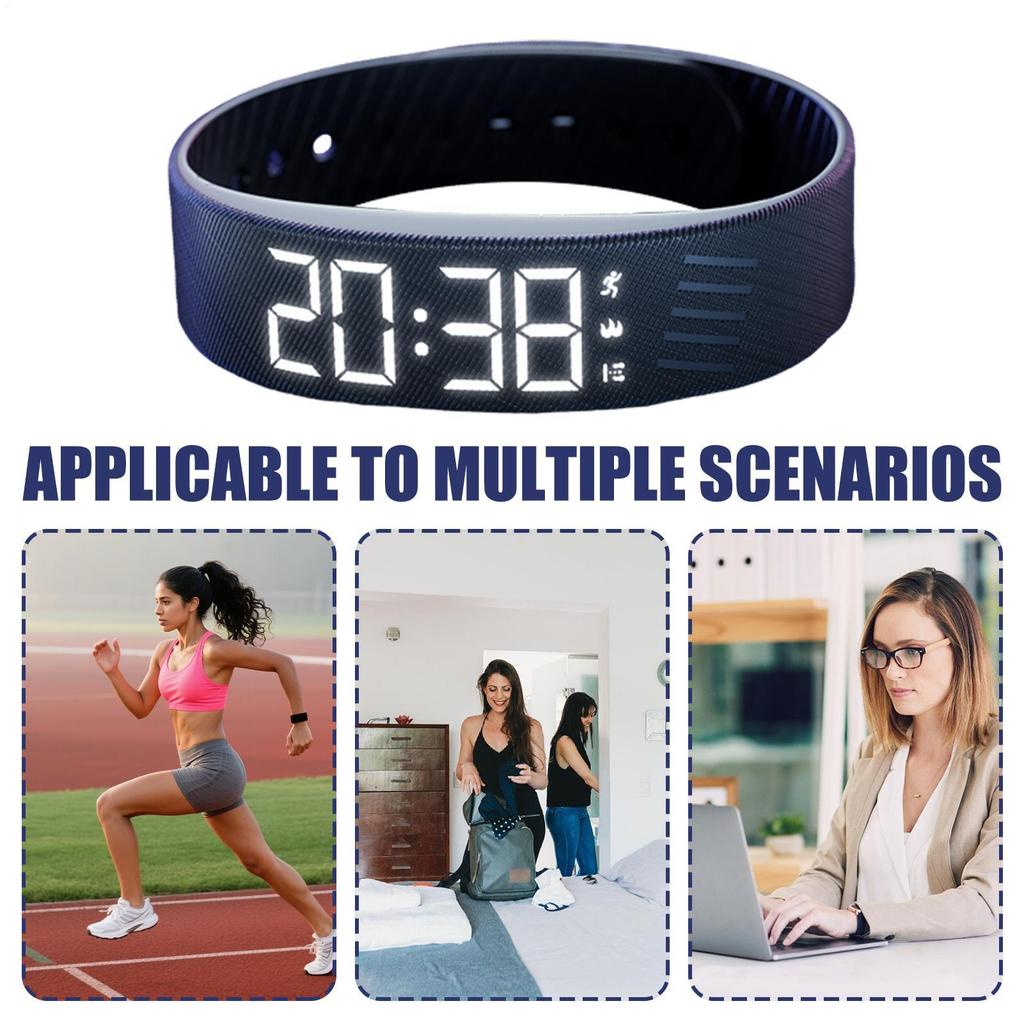 LED Digital Vibrationswecker Wasserdichte Sportuhr mit Schrittzähler Stille Vibrationserinnerung für Männer Frauen Tiefschläfer