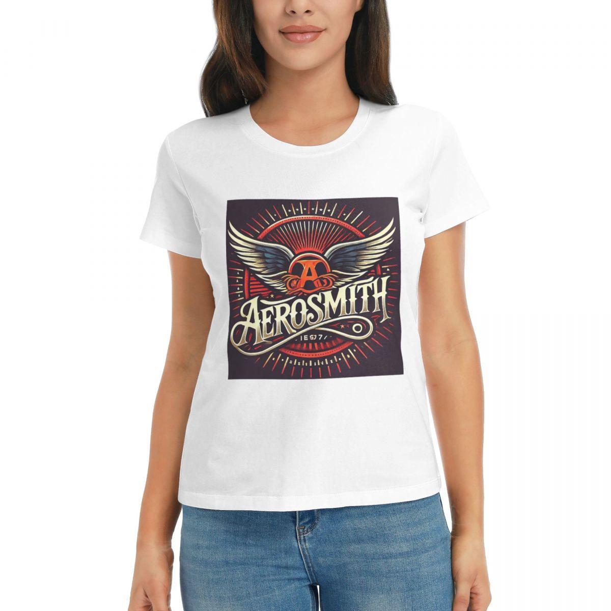 

Women TShirt Rock Aerosmith Band Summer Short Sleeve Tees ONeck Cotton T Shirts Clothes Tops Streetwear S